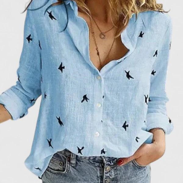 Blusenhemd Damen Leinen | Hemdbluse Damen Knopfleiste | Leinenbluse Damen Revers