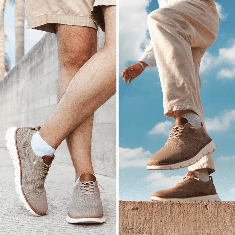 Herren Sneaker Strick Atmungsaktiv | Dicke Sohle Schnürung | Sommerschuhe Casual Leicht