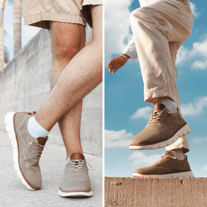 Herren Sneaker Strick Atmungsaktiv | Dicke Sohle Schnürung | Sommerschuhe Casual Leicht