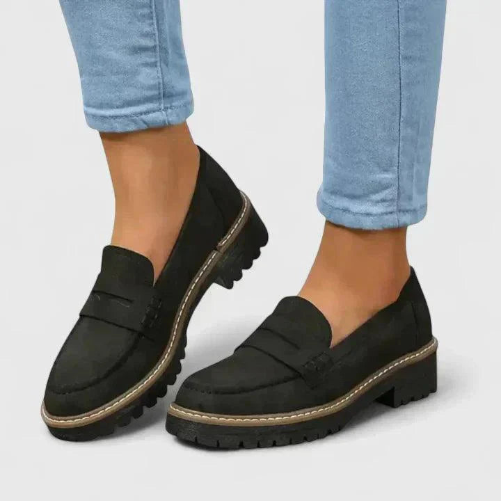 Plateau Loafer Damen Wildleder | Slipper Damen Plateau Komfort | Damenschuhe Slip-On Elegant
