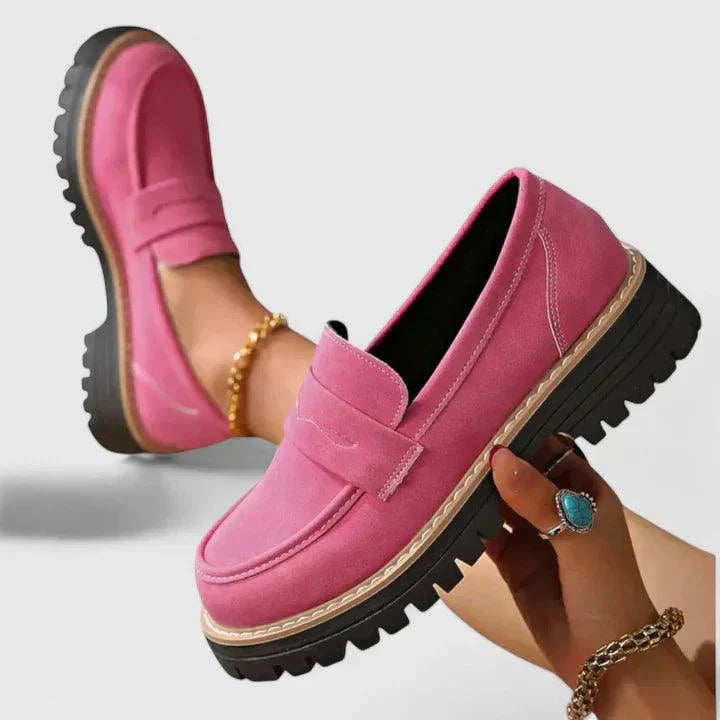 Plateau Loafer Damen Wildleder | Slipper Damen Plateau Komfort | Damenschuhe Slip-On Elegant