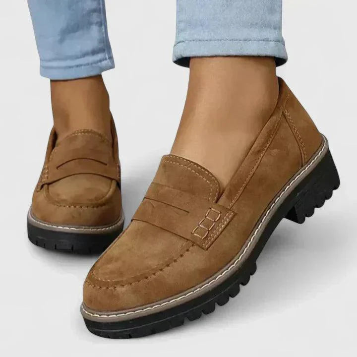 Plateau Loafer Damen Wildleder | Slipper Damen Plateau Komfort | Damenschuhe Slip-On Elegant