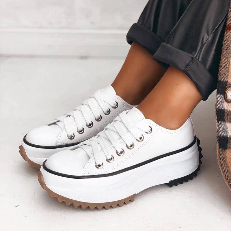 Sneaker Damen Plateau Wildleder | Schnür Sneakers Low-Top | Stilvolle Freizeitschuhe Erhöht