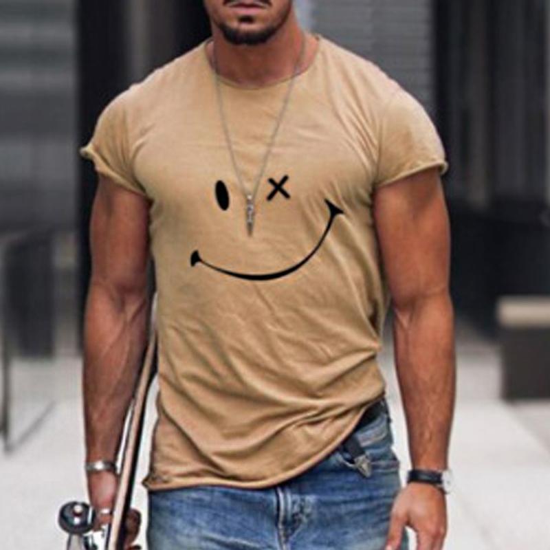 T-Shirt Herren Grafik Print Lässig | Baumwoll T-Shirt Herren Smiley | Herren Kurzarm Shirt Übergrösse