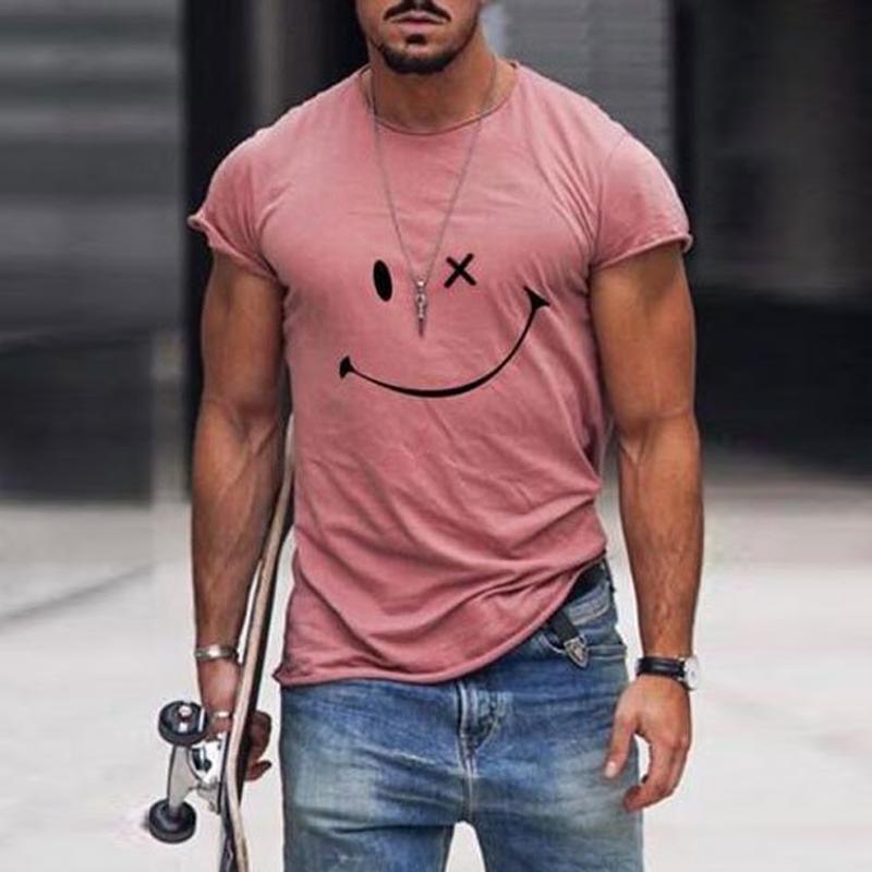 T-Shirt Herren Grafik Print Lässig | Baumwoll T-Shirt Herren Smiley | Herren Kurzarm Shirt Übergrösse