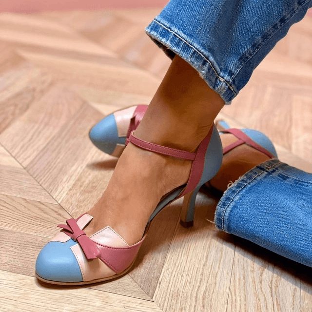 Pumps Damen Schleife Rosa | Riemchen Pumps Damen Hochzeitsgast | Festliche Schuhe Damen Eleganz