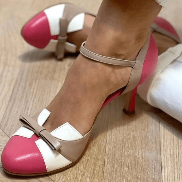 Pumps Damen Schleife Rosa | Riemchen Pumps Damen Hochzeitsgast | Festliche Schuhe Damen Eleganz