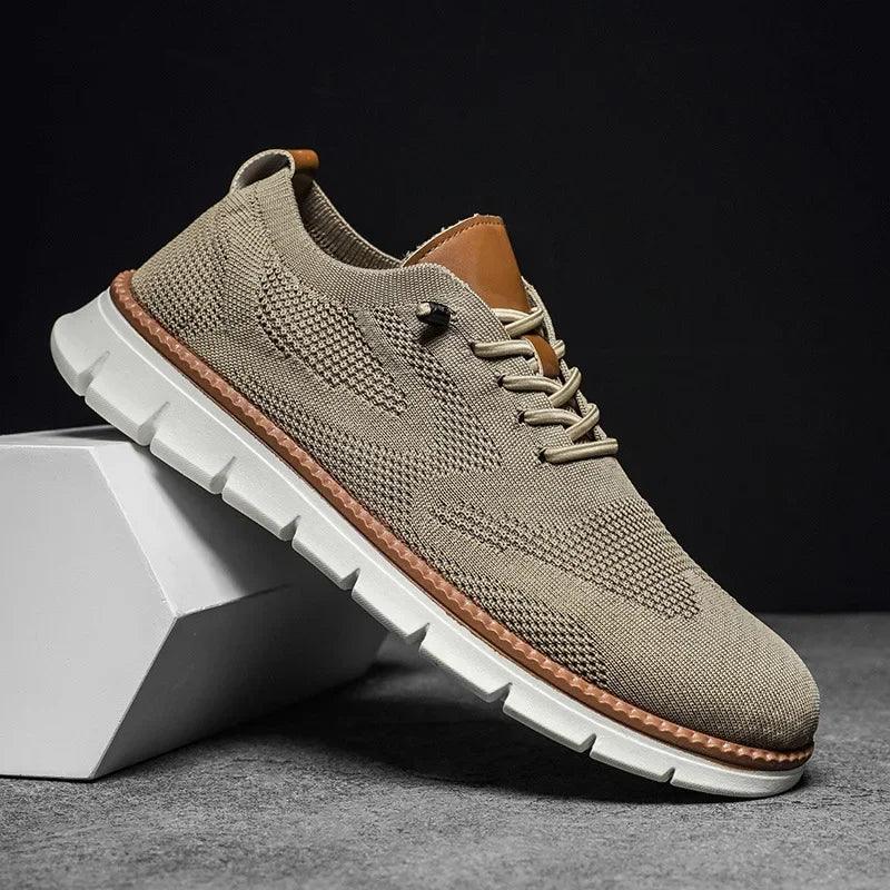 Herren Sneaker Strick Atmungsaktiv | Dicke Sohle Schnürung | Sommerschuhe Casual Leicht