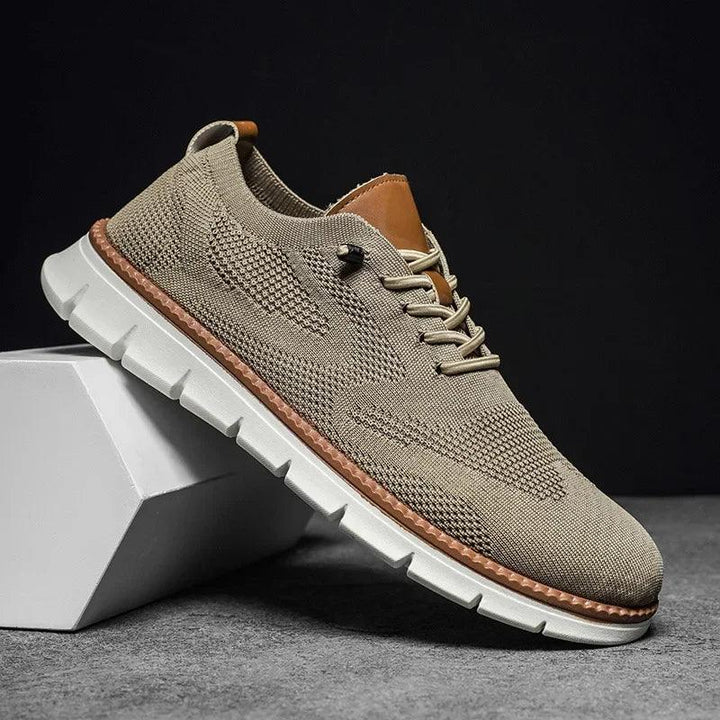 Herren Sneaker Strick Atmungsaktiv | Dicke Sohle Schnürung | Sommerschuhe Casual Leicht