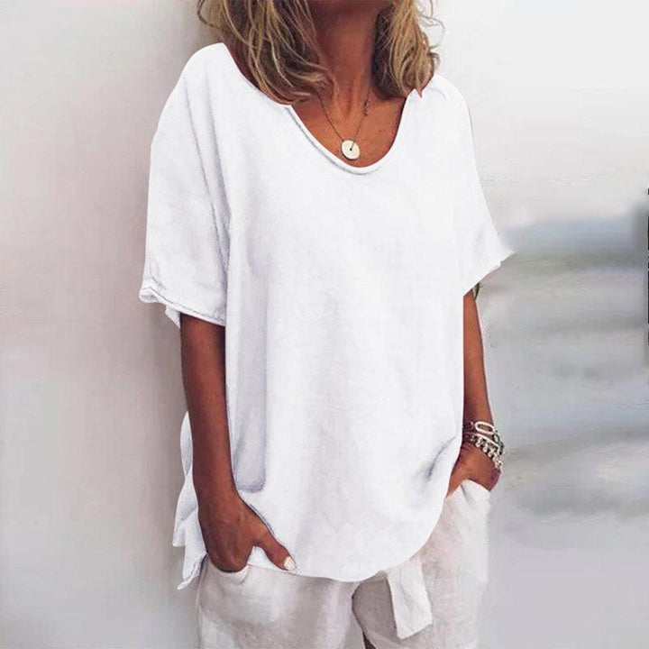 Bluse Damen Locker Kurzarm | Oversize Bluse Damen Leicht | Sommerbluse Damen Fliessend