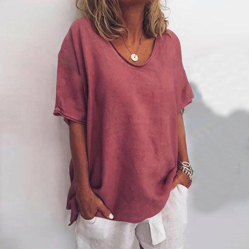 Bluse Damen Locker Kurzarm | Oversize Bluse Damen Leicht | Sommerbluse Damen Fliessend