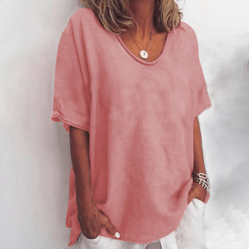 Bluse Damen Locker Kurzarm | Oversize Bluse Damen Leicht | Sommerbluse Damen Fliessend
