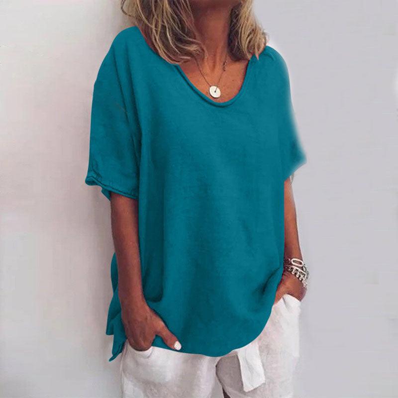 Bluse Damen Locker Kurzarm | Oversize Bluse Damen Leicht | Sommerbluse Damen Fliessend