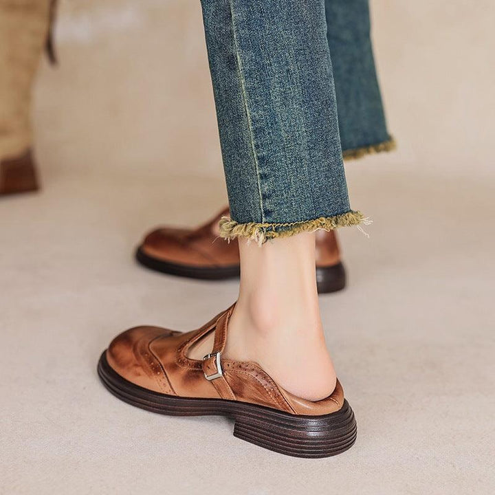 Mary Jane Schuhe Damen Braun | Loafer Damen Schnalle | Sommerschuhe Damen Bequem Vegan