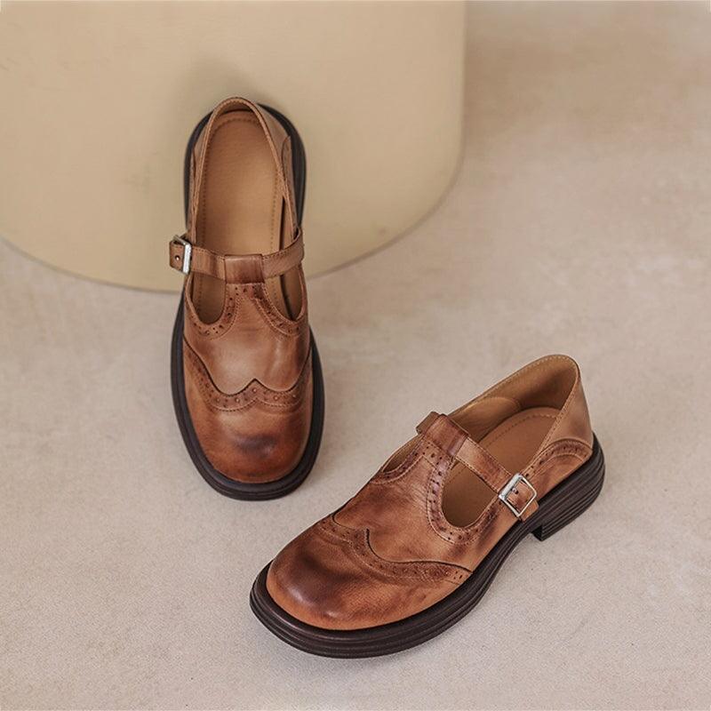 Mary Jane Schuhe Damen Braun | Loafer Damen Schnalle | Sommerschuhe Damen Bequem Vegan