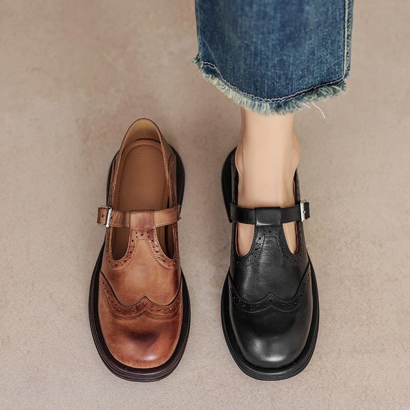 Mary Jane Schuhe Damen Braun | Loafer Damen Schnalle | Sommerschuhe Damen Bequem Vegan