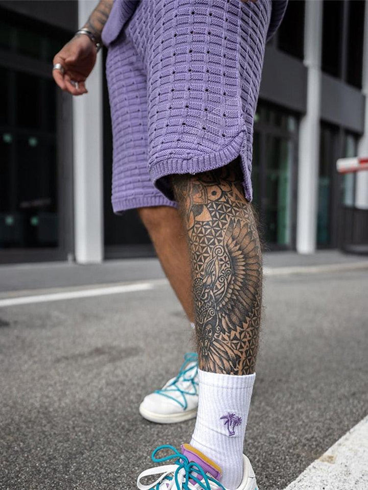 Herren Set Strick Ärmellos | Zweiteiler Shorts Rundhals | Sommerset Strick Locker