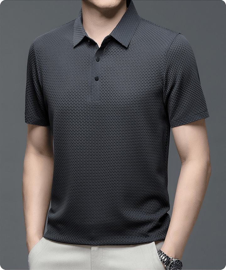 Poloshirt Herren Texturiert | Kurzarm Klassischer Kragen Knopfleiste | Sommerpolo Smart Casual