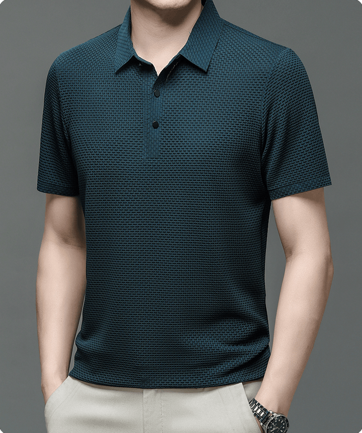 Poloshirt Herren Texturiert | Kurzarm Klassischer Kragen Knopfleiste | Sommerpolo Smart Casual
