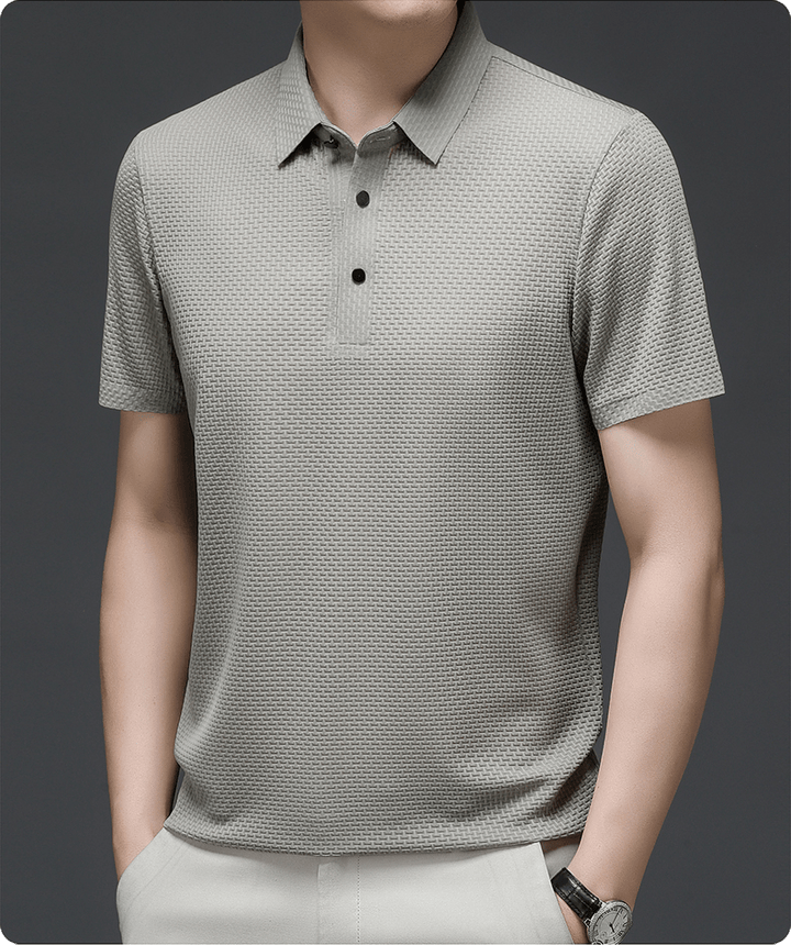 Poloshirt Herren Texturiert | Kurzarm Klassischer Kragen Knopfleiste | Sommerpolo Smart Casual