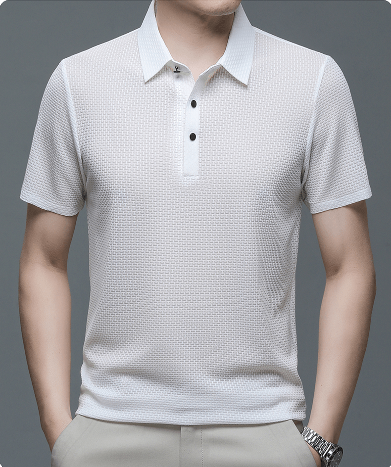 Poloshirt Herren Texturiert | Kurzarm Klassischer Kragen Knopfleiste | Sommerpolo Smart Casual
