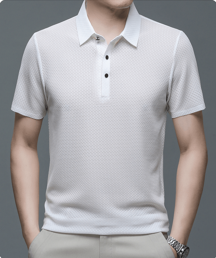 Poloshirt Herren Texturiert | Kurzarm Klassischer Kragen Knopfleiste | Sommerpolo Smart Casual