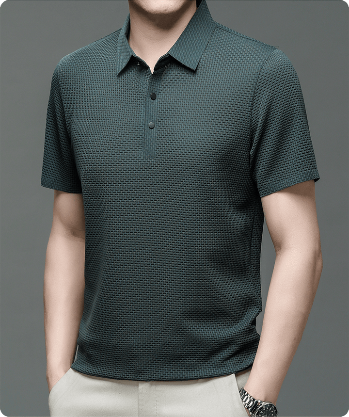 Poloshirt Herren Texturiert | Kurzarm Klassischer Kragen Knopfleiste | Sommerpolo Smart Casual