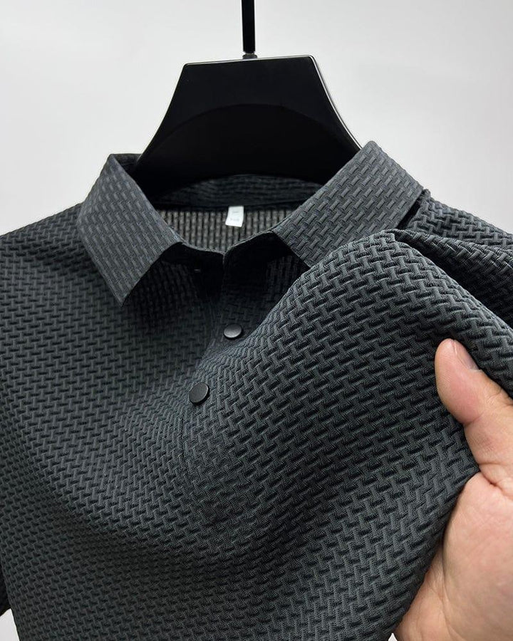 Poloshirt Herren Texturiert | Kurzarm Klassischer Kragen Knopfleiste | Sommerpolo Smart Casual