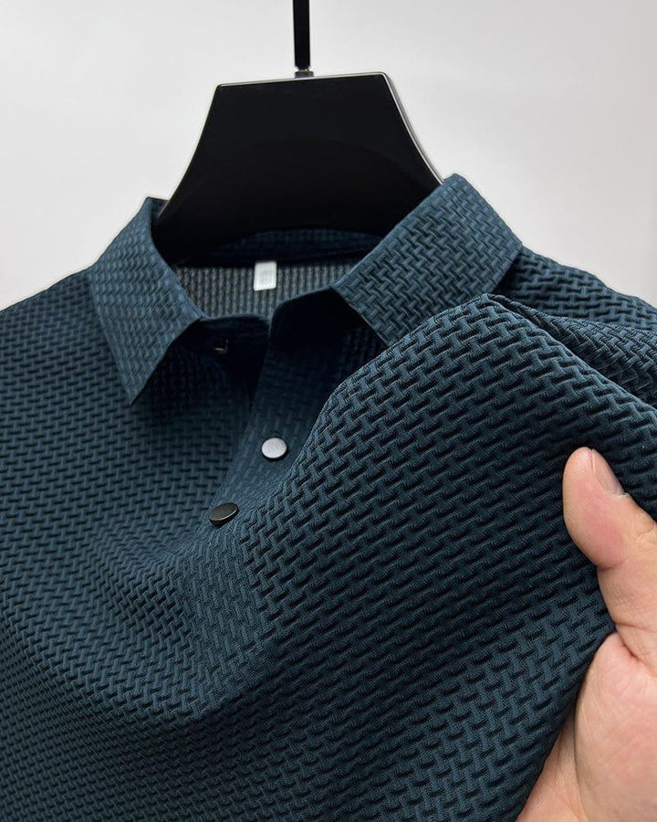 Poloshirt Herren Texturiert | Kurzarm Klassischer Kragen Knopfleiste | Sommerpolo Smart Casual