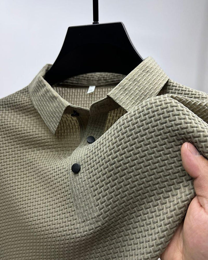 Poloshirt Herren Texturiert | Kurzarm Klassischer Kragen Knopfleiste | Sommerpolo Smart Casual