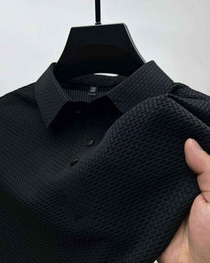 Poloshirt Herren Texturiert | Kurzarm Klassischer Kragen Knopfleiste | Sommerpolo Smart Casual