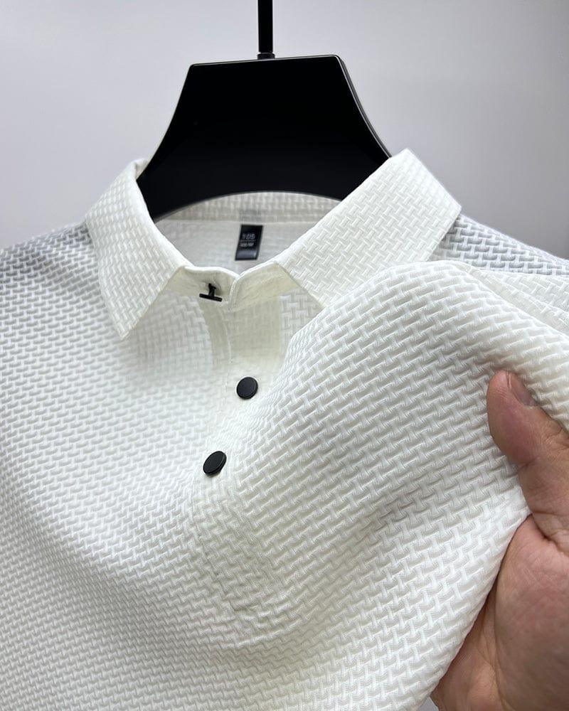 Poloshirt Herren Texturiert | Kurzarm Klassischer Kragen Knopfleiste | Sommerpolo Smart Casual