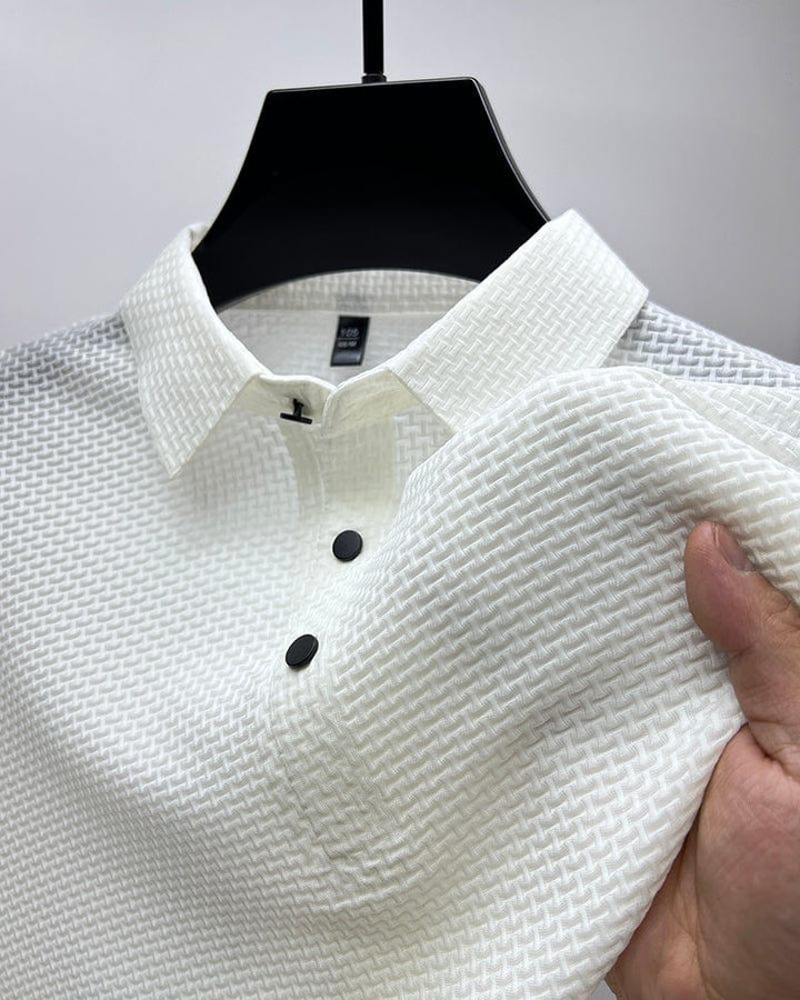 Poloshirt Herren Texturiert | Kurzarm Klassischer Kragen Knopfleiste | Sommerpolo Smart Casual