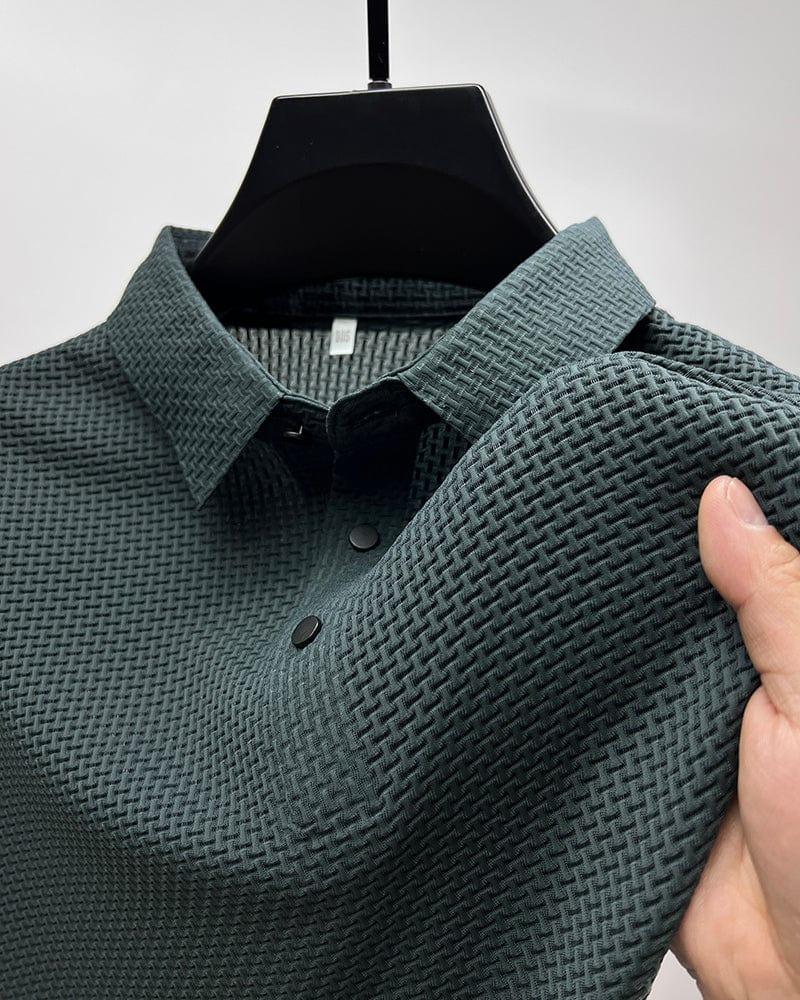 Poloshirt Herren Texturiert | Kurzarm Klassischer Kragen Knopfleiste | Sommerpolo Smart Casual