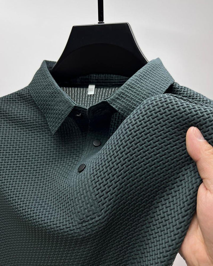 Poloshirt Herren Texturiert | Kurzarm Klassischer Kragen Knopfleiste | Sommerpolo Smart Casual