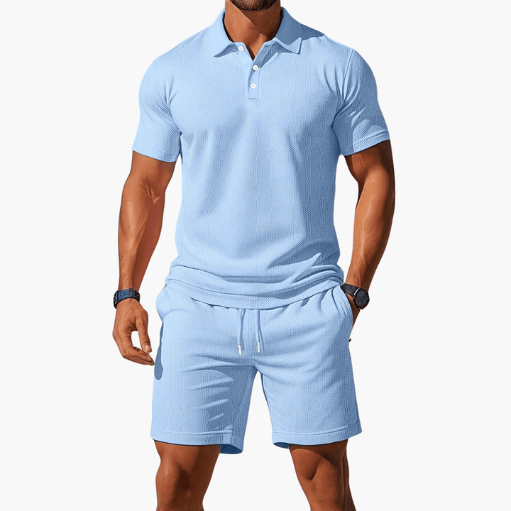 Polo Set Herren Sommer Kurzarm | Zweiteiler Herren Polo Shorts | Herren Freizeitoutfit Set