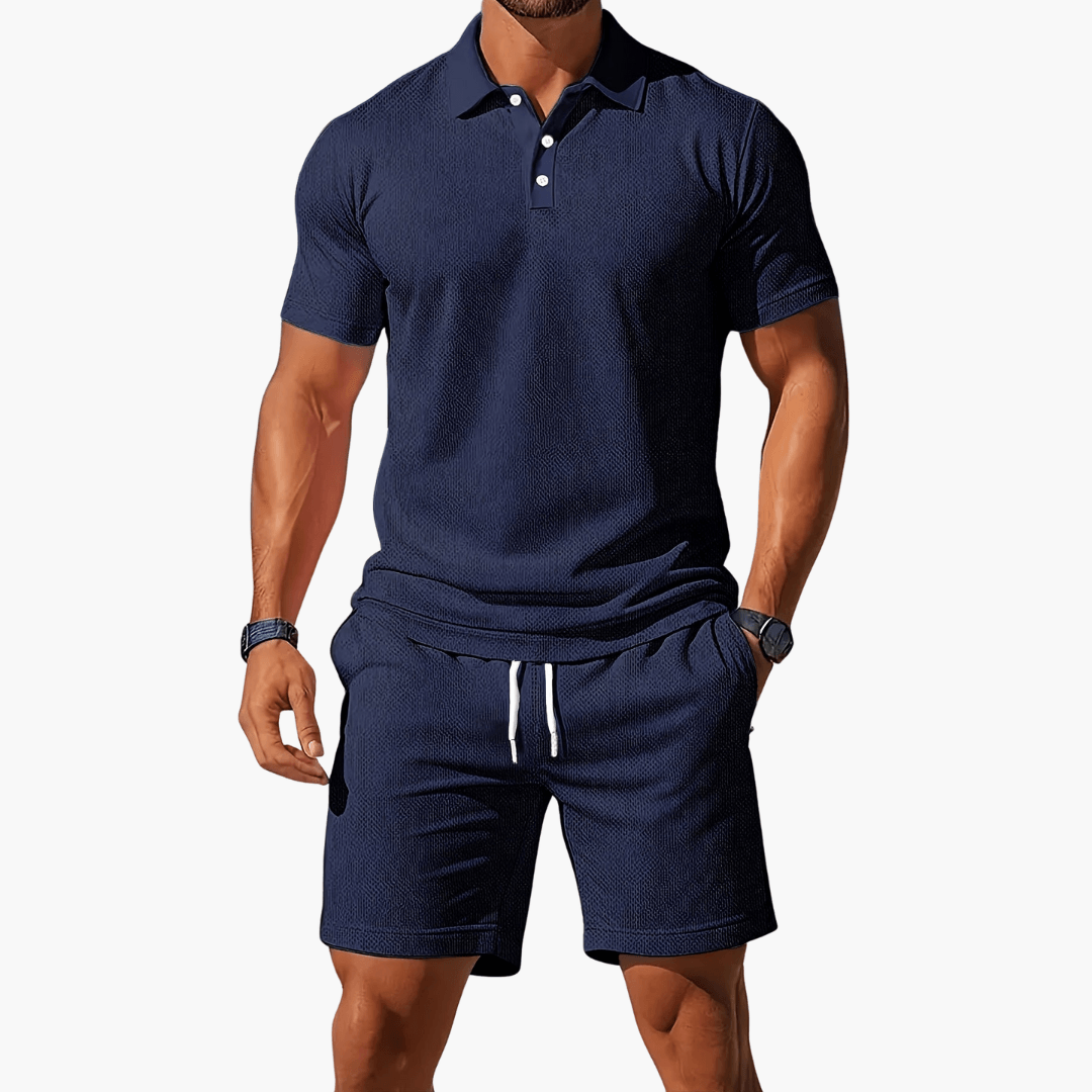 Polo Set Herren Sommer Kurzarm | Zweiteiler Herren Polo Shorts | Herren Freizeitoutfit Set