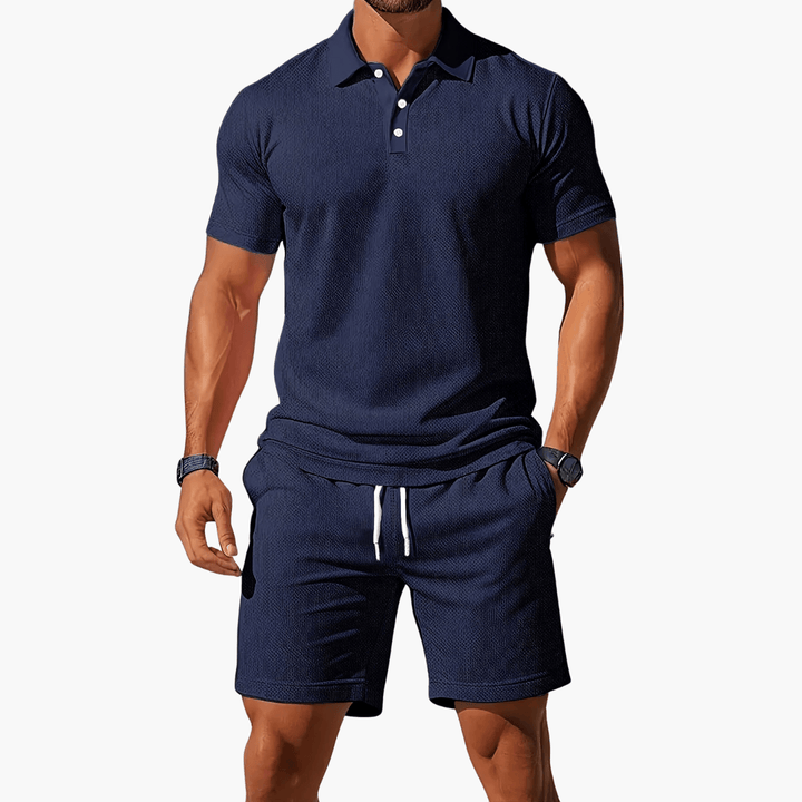 Polo Set Herren Sommer Kurzarm | Zweiteiler Herren Polo Shorts | Herren Freizeitoutfit Set