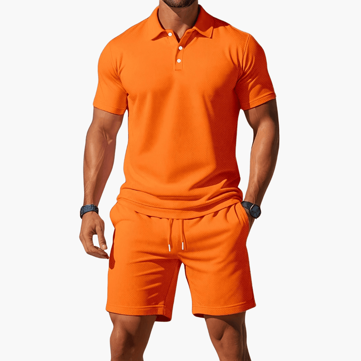 Polo Set Herren Sommer Kurzarm | Zweiteiler Herren Polo Shorts | Herren Freizeitoutfit Set