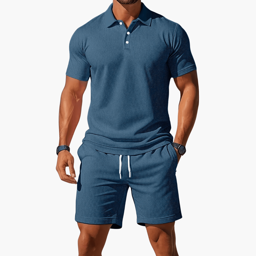 Polo Set Herren Sommer Kurzarm | Zweiteiler Herren Polo Shorts | Herren Freizeitoutfit Set