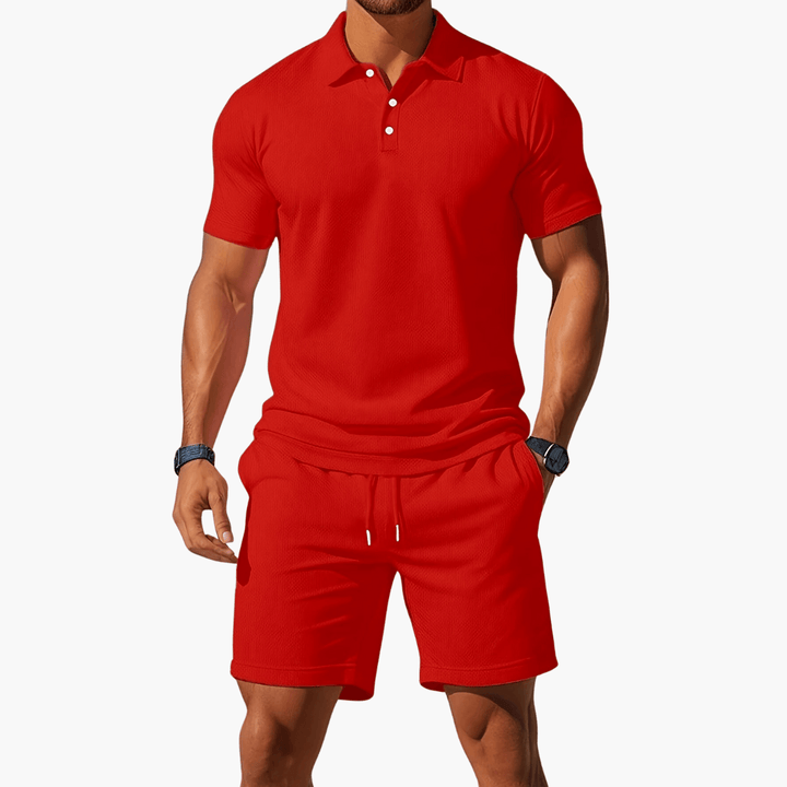 Polo Set Herren Sommer Kurzarm | Zweiteiler Herren Polo Shorts | Herren Freizeitoutfit Set
