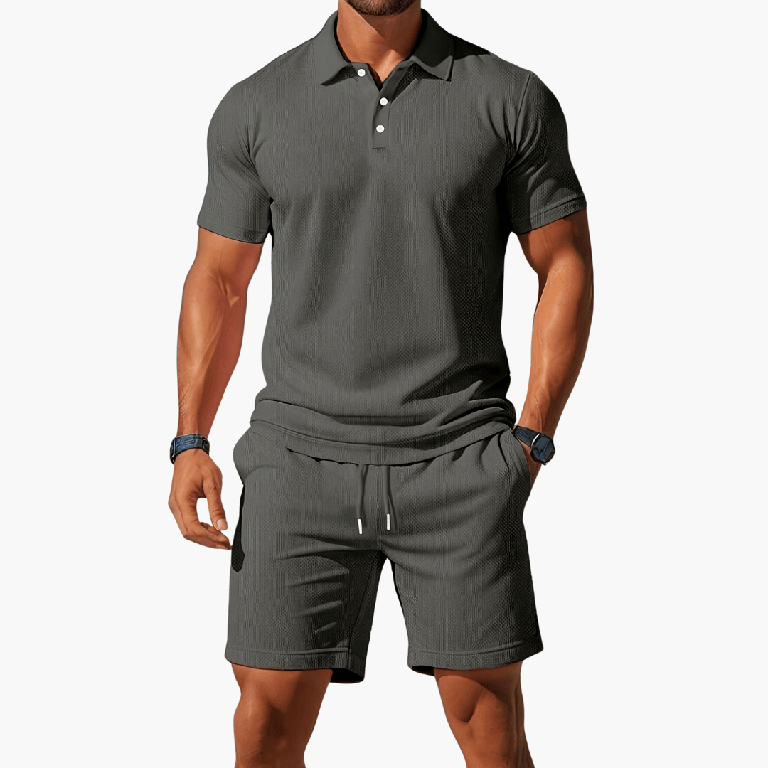 Polo Set Herren Sommer Kurzarm | Zweiteiler Herren Polo Shorts | Herren Freizeitoutfit Set