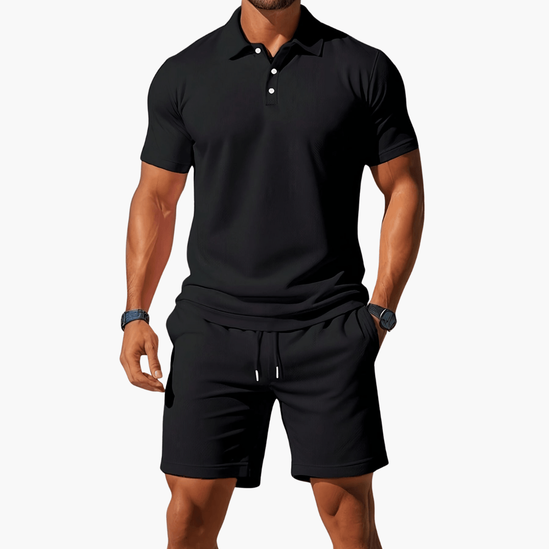 Polo Set Herren Sommer Kurzarm | Zweiteiler Herren Polo Shorts | Herren Freizeitoutfit Set