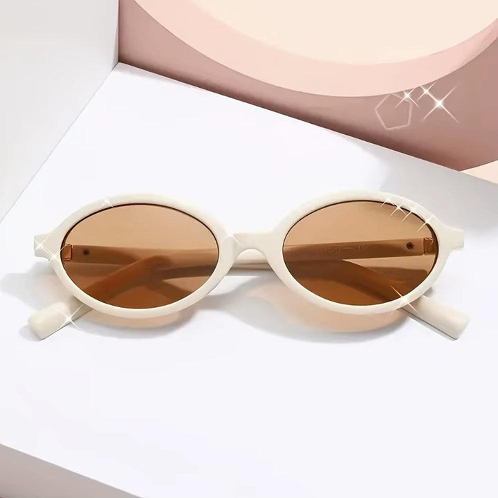 Sonnenbrille Damen Oval Retro | Acetat Gold Akzente UV400 | Vintage Modern Sommer