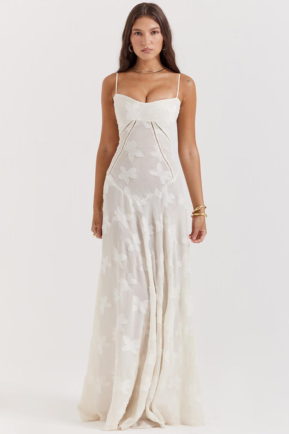 Hochzeitskleider Gast Blumen Maxi | Abendkleider Korsett Spaghettiträger | Prom Kleid Damen Blumenapplikation