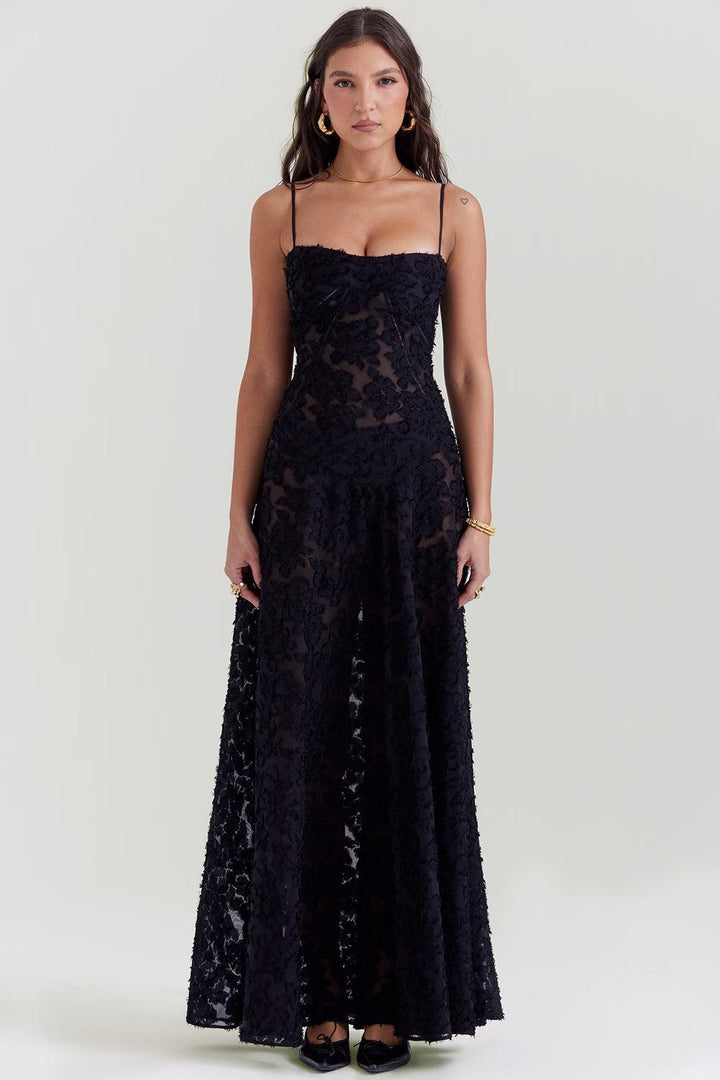 Hochzeitskleider Gast Blumen Maxi | Abendkleider Korsett Spaghettiträger | Prom Kleid Damen Blumenapplikation