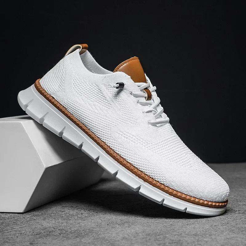 Herren Sneaker Strick Atmungsaktiv | Dicke Sohle Schnürung | Sommerschuhe Casual Leicht
